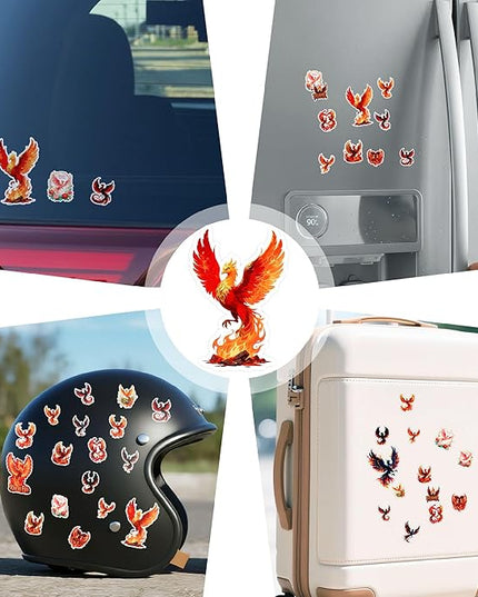 Phoenix Stickers Pack 108 PCS, Vinyl Decals for Adults, Aesthetic Fire Bird Art Stickers for Water Bottles, Laptops, Scrapbooking, Journals, Car Windows, Phone Cases Decorative