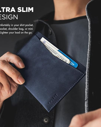 VULKIT Passport Cover Ultra Slim Design Leather Passport Sleeve RFID Blocking with 2 Card Slots, Anti-Theft Travel Essentials