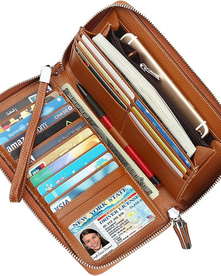 Lavemi Small Compact Women Wallet RFID Blocking Genuine Leather Bifold Purse with ID Windows