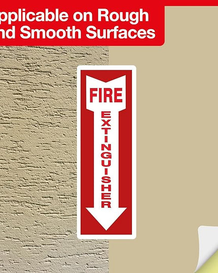 OLANZU Pack of 24 Fire Extinguisher Stickers 4"x 12"- 5 Mil Vinyl - Fire Extinguisher Sign for business with Arrow- Durable Self Adhesive, Weatherproof and UV Protected-Ideal for Office, Home and Outdoor places