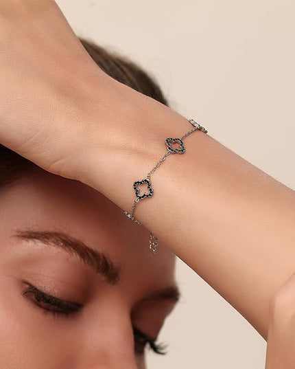 CLAIRETTE Premium PVD Gold-Plated Clover Lucky Bracelet for Women Flower Four Leaf Link Bracelets Trendy Jewelry Gifts for Women