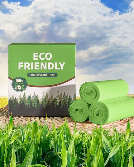 Compostable Trash Bags 2.6 Gallon 100 Counts Compost Small Garbage Bag for Kitchen Bathroom BPI Certified, Green