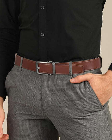 JUKMO 1.5" (38mm) Leather Ratchet Belt for Men in Gift Box
