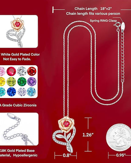 LAVALE Heart Birthstone Necklace for Women, Ideal Anniversary Birthday Gifts for Women Wife Girlfriend Her, Amazing Valentine's day Gift for Mom Women