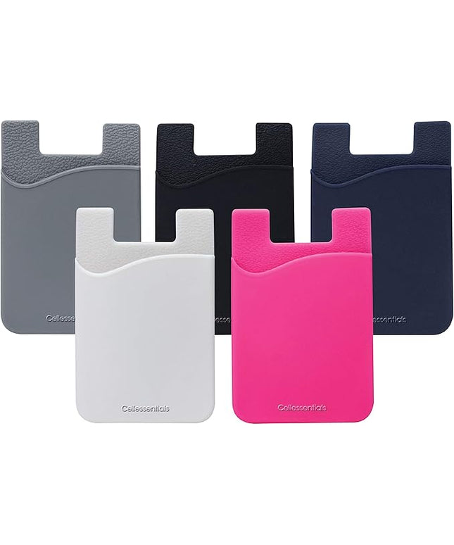 USA Merchant Redesigned Card Holder - Silicone Stick on Cell Phone Wallet with Pocket for Credit Card ID Business Card - iPhone Android & Smartphones (White, Grey, Pink, Black, Navy)