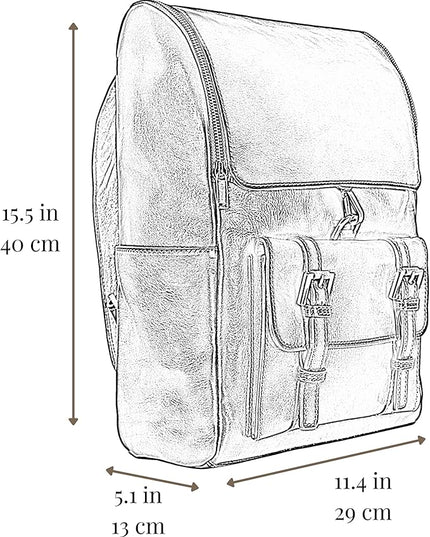 Time Resistance Leather Backpack - Laptop Travel Bag Rucksack up to 15” - Bag for Men and Women (Brown)
