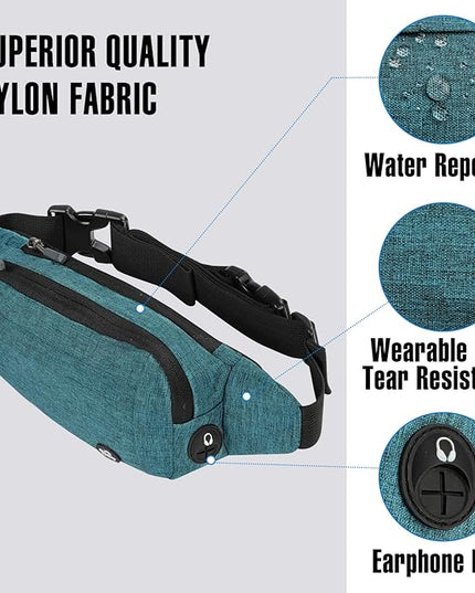 WATERFLY Fanny Pack Waist Bag: Small Hip Pouch Bum Bag Fannie Pack Phanny Fannypack Waistpack Bumbag Beltbag Sport Slim Fashionable for Jogging Hiking Hiker Woman Man