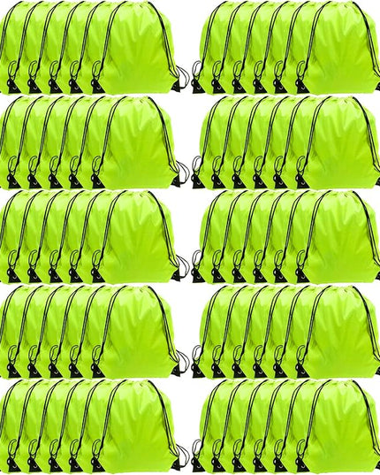 GoodtoU Drawstring Bags, Drawstring Backpack for Sport, Traveling, Team (60Pcs, Fluorescent Green)
