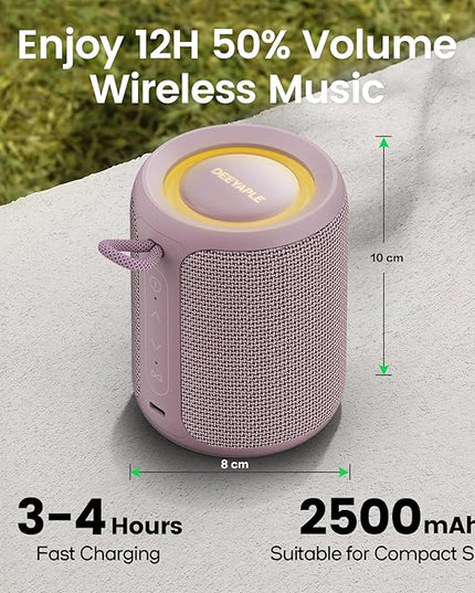 Bluetooth Speaker Wireless,IP67 Waterproof & Dustproof Portable Speaker with Lights,15W Loud Stereo Sound, 2500mAh Battery All Day Playtime, TWS Pairing, BT5.3, Home/Party/Outdoor/Beach (Dusty Pink)