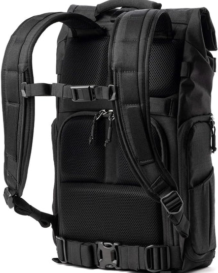 Think Tank FocusPoint 22L RollTop Camera Backpack - Asphalt Black: Expandable Travel & Camera Backpack with Laptop Sleeve, Quick Side and Back Access, Rain Cover – Versatile Photography & Travel Bag