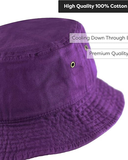 The Hat Depot Bucket Hat - Unisex 100% Cotton & Denim UPF 50 Packable Summer Travel Beach Sun Hat