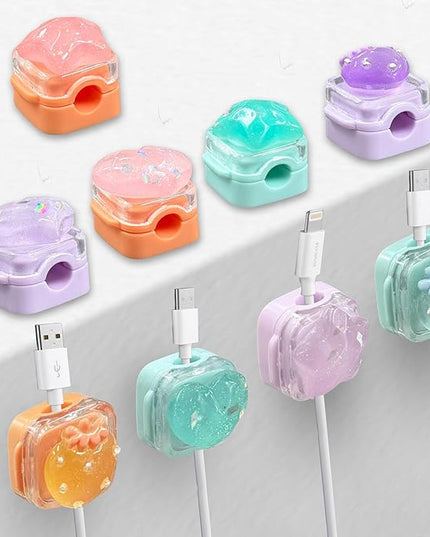 9Pack Magnetic Cable Clips for Nightstand, Adhesive Night-Glowing Cord Holder Organizer for Office Home Desk Wall Car (Strawberry Star Heart)