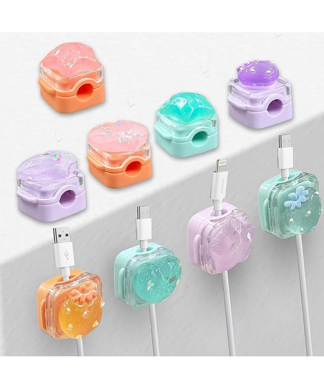 9Pack Magnetic Cable Clips for Nightstand, Adhesive Night-Glowing Cord Holder Organizer for Office Home Desk Wall Car (Strawberry Star Heart)