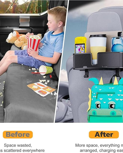 Car Headrest Cup Holder for Back Seat Organizer for Multi-Hanging Snack Storage Box with Strong Hooks for Kids and Backseat Passengers Share Rid for Travel Accessories（2-Pack）