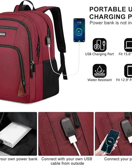 Red Backpack for School, School BackPack for Teens, Boys and Girls, with 15.6 inch Laptop Bookbag for College High School, Large Computer Back Pack with Compartments for Men & Women