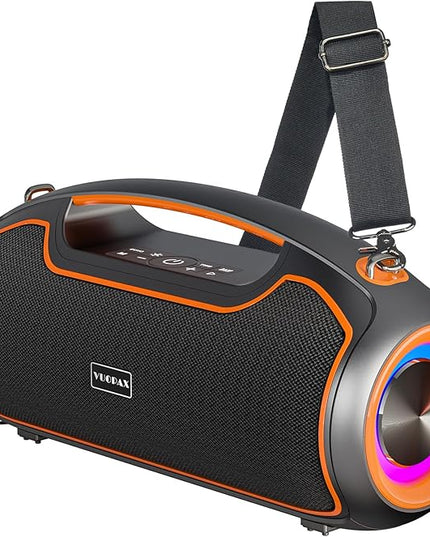 Portable Bluetooth Speakers Wireless Upgrade, 200W Peak Loud Sound/Deep Bass for Party, IP65 Waterproof Outdoor Speaker w/ 2*Subwoofer/2*Tweeter/DSP/Bass Boost/TWS/TF/USB/AUX, 24H Playtime