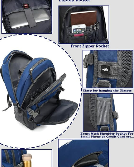 ProEtrade Backpack Bookbag for College Laptop Travel,Fit Laptop Up to 15.6 inch with USB Charging Port Multi Compartment Anti theft, Gift for Women Men (Blue)