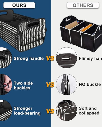 Deosk Car Trunk Organizer for SUVs, Cars and Trucks with 6 Big Pockets, Waterproof Polyester Storage Box