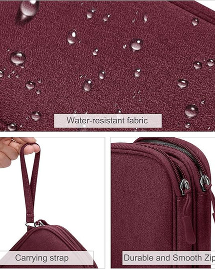 FYY Electronic Organizer, Travel Cable Organizer Bag Pouch Electronic Accessories Carry Case Portable Waterproof Double Layers Storage Bag for Cable, Charger, Phone, Earphone, Medium Size, Wine Red