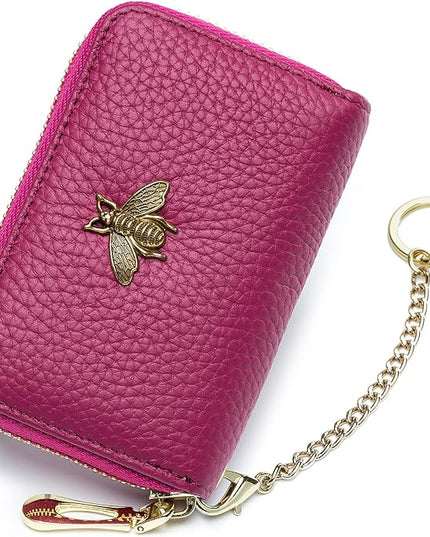 imeetu RFID Credit Card Holder, Small Leather Zipper Card Case Wallet for Women