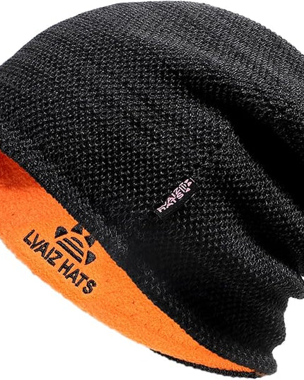 Lvaiz Mens Winter Beanie Hat Warm Fleece Lined Skull Cap for Men Reversible Women Windproof Watch Hat Knit Warm Unisex Beanie