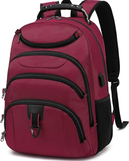 Boavan Laptop Backpack for men, 15.6 inch Laptop Bag with USB Port, Waterproof Travel Work Backpack Purse, Anti-Theft Teacher Nurse Doctor Casual Bookbags Office Business backpack，Russet Red