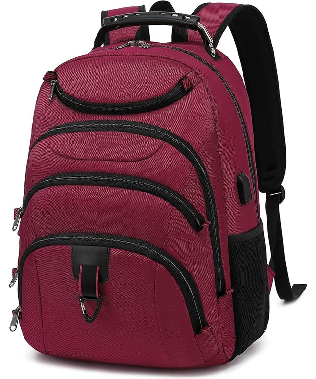 Boavan Laptop Backpack for men, 15.6 inch Laptop Bag with USB Port, Waterproof Travel Work Backpack Purse, Anti-Theft Teacher Nurse Doctor Casual Bookbags Office Business backpack，Russet Red