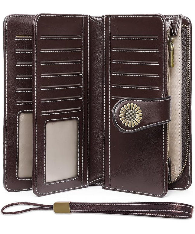 SENDEFN Wallets for Women Leather Credit Card Holder with RFID Blocking Large Capacity Wristlet | with RFID Blocking, Large Capacity, Wristlet, with RFID Blocking, Large Capacity, Wristlet