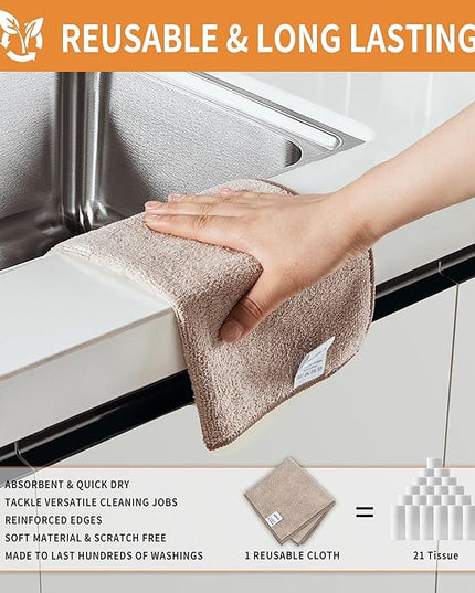 MR.SIGA Microfiber Cleaning Cloths, All-Purpose Surface Microfiber Towels, Streak Free Cleaning Rags, Pack of 12, Wheat, Size 32 x 32 cm(12.6 x 12.6 inch)