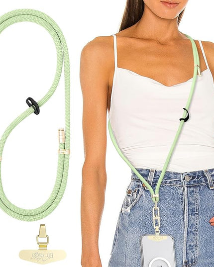 Adjustable Anti-Theft Phone Lanyard Neck & Crossbody Strap with 0.2mm Metal Tab & Comfort-Fit 8mm Rope (Mint Green)