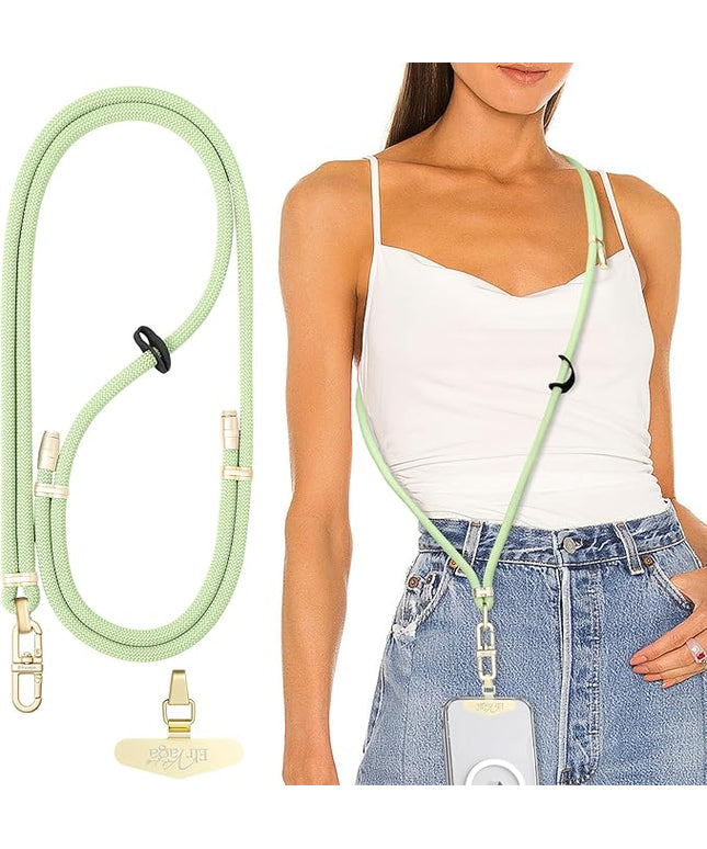 Adjustable Anti-Theft Phone Lanyard Neck & Crossbody Strap with 0.2mm Metal Tab & Comfort-Fit 8mm Rope (Mint Green)