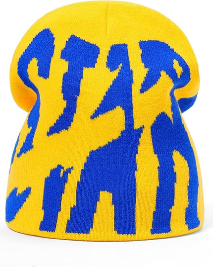 Y2K Beanie for Men Women Knitted Hat Winter Cap Star Design Warm Casual Skullies Cold Weather Knit Outdoor