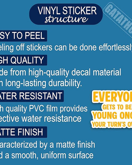 (3Pcs) Funny Birthday Stickers – Everyone Gets to be Young Once. Your Turn's Over - Inspirational Quote Sticker Waterproof Vinyl Decal for Birthday Gifts, Water Bottle Scrapbook Journal, 3 x 2.2 inch