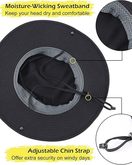 Connectyle Men's Sun Hat UPF 50+ Wide Brim Bucket Hats for Fishing Hiking Gardening Adjustable Boonie Hat Outdoor Safari Hats