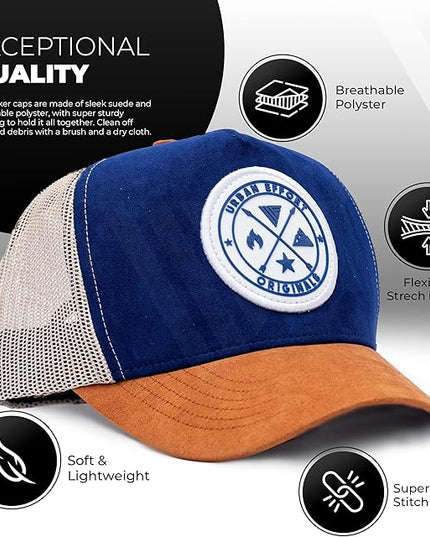 Urban Effort Mesh Back Cap - for Men and Women Baseball Hat 5-Panel Trucker Hat - Great Snapback Closure for Hunting & Hiking
