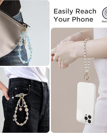 Phone Charm for Women, Anti-Theft Phone Wrist Strap, Hands-Free & Detachable Cellphone Lanyard Chain with Tether Tab