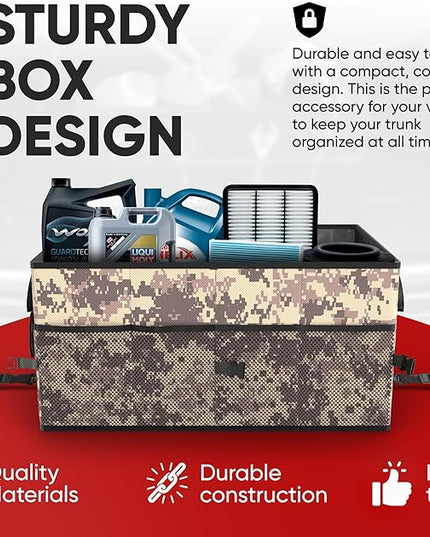 FORTEM Trunk Organizer For SUV Car Trunk Organizer, Foldable Storage, Car Accessories for Women Men, Collapsible Bag, Perfect Christmas Gifts, 600D Oxford, Non Slip Bottom, Straps, Soft Cover (65L)