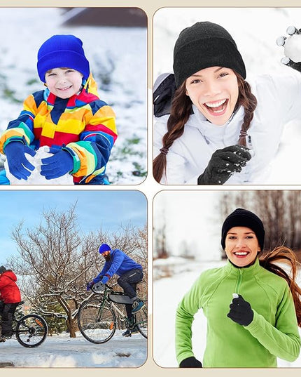 Suhine Bulk Winter Hats and Gloves Set Warm Beanie Gloves Pack Homeless Supplies for Cold Weather Charity