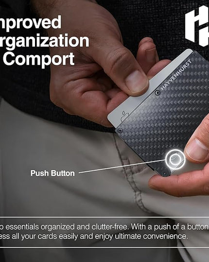 Hayvenhurst Wallet For Men - Reinvented Design Men's Wallet - Slim, Minimalistic & Seamless, Blocks RFID Scanners with a Cash Strap (Carbon Fiber) | Reinvented Design, Slim, Minimalistic, Seamless, Blocks RFID Scanners, Cash Strap