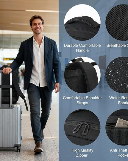 FAIRYLAND Travel Backpack,30L Carry On Laptop Backpack with Reflective,Water Resistant Anti-Theft Work Backpack for Men Women,Business Travel,Daily Commuting,Fits to 17.3Inch Slim Laptop,Black