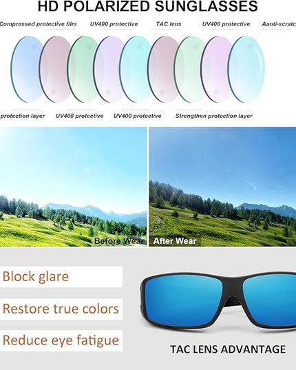 MEETSUN Fit Over Glasses Sunglasses for Men Women,Wrap Around Sunglasses Polarized UV400 Protection