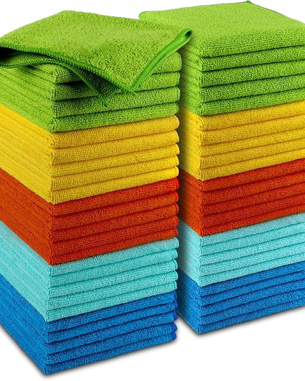 AIDEA Microfiber Cleaning Cloth, 50PK, Microfiber Towels for Cars, Premium Wash Cloths, Dusting Cloth Cleaning Rags, Absorbent Towels for SUVs, House, Kitchen, Window, Cleaning Supplies12×12"