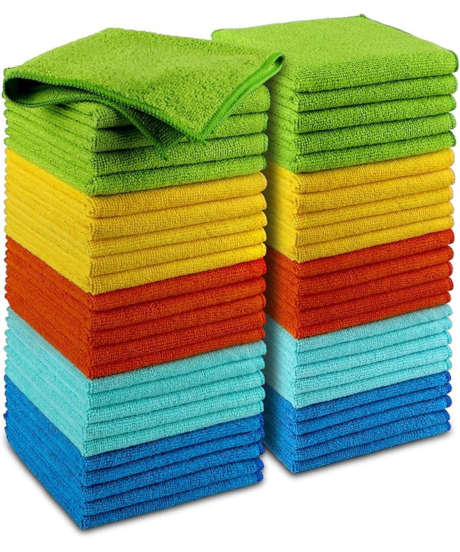 AIDEA Microfiber Cleaning Cloth, 50PK, Microfiber Towels for Cars, Premium Wash Cloths, Dusting Cloth Cleaning Rags, Absorbent Towels for SUVs, House, Kitchen, Window, Cleaning Supplies12×12"