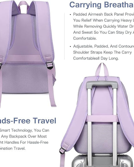Boavan Laptop Backpack for women, 15.6inch Laptop Bag with USB Port, Waterproof Travel Work Backpack Purse, Anti-Theft Teacher Nurse Doctor Casual Bookbags Office Business backpack，Purple