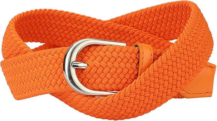 Falari Men Women Multicolored Elastic Stretch Braided Belt Canvas Fabric Woven No Holes Belt
