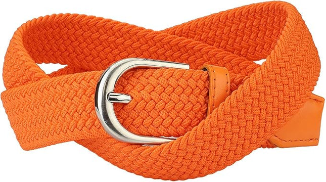 Falari Men Women Multicolored Elastic Stretch Braided Belt Canvas Fabric Woven No Holes Belt