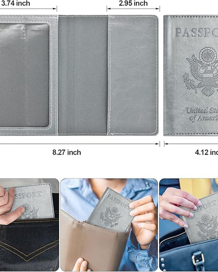 Eoehro Passport Holder for Travel Essentials-2Pack, Passport Wallet Cover Case for Travel Must Haves Accessories,Passport Book Holders for Women and Men