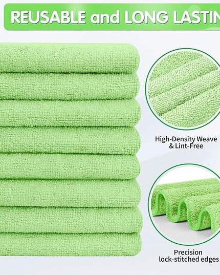 FIXSMITH Sage Green Microfiber Cleaning Cloth -Pack of 8, Highly Absorbent Cleaning Rags, 16"X12" All Purpose Cleaning Towels for Housekeeping, Kitchen, Car, Lint Free and Reusable Microfiber Towels