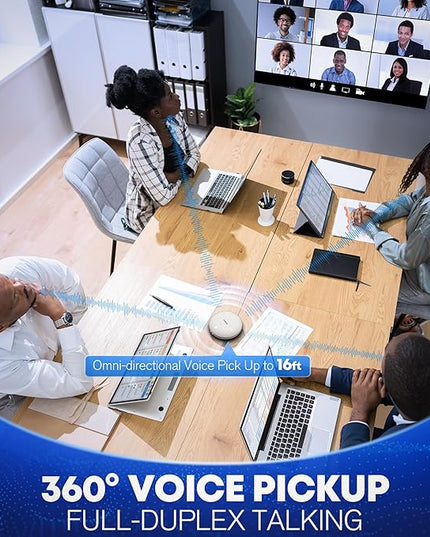 Bluetooth Conference Speakerphone M4 Conference Microphone with AI Noise Reduction AI Transcription Full-Duplex 360° Omnidirectional Voice Pickup USB Speaker for Teams Zoom Home Office, Gray