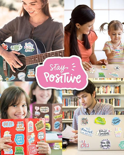 Inspirational Stickers,150Pcs Motivational Stickers for Water Bottles Positive Quote Sticker for Journaling Scrapbook Aesthtic Waterproof Vinyl Laptop Decals for Teens Adults Kids Teachers